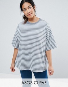 Свободный топ в полоску с короткими рукавами ASOS CURVE - Мульти