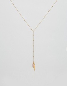 Ожерелье с подвеской-пером и камнем Ottoman Hands - Золотой