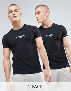 2 футболки с круглым вырезом и логотипом на груди Emporio Armani - Черный
