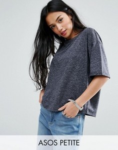 Футболка из ткани с добавлением льна ASOS PETITE - Серый