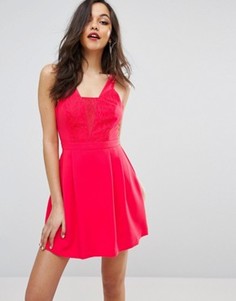 Короткое приталенное платье с вышивкой на груди BCBG - Розовый