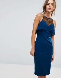 Облегающее платье с рюшами BCBG Illusion - Синий