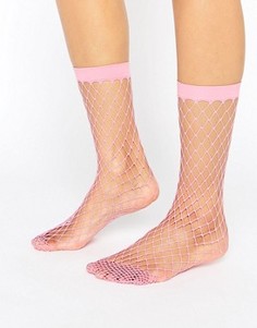 Ярко-розовые носки в крупную сетку ASOS - Розовый