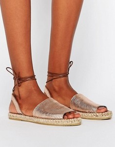 Эспадрильи цвета металлик с завязкой Pieces Lilo - Медный