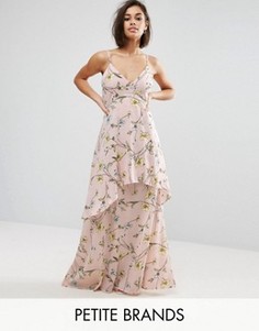 Шифоновое платье макси с цветочным принтом Boohoo Petite - Розовый