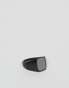 2 черных матовых кольца-печатки DesignB London - Черный