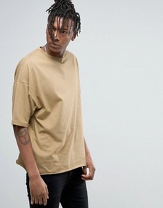 Oversize-футболка с отворотами на широких рукавах ASOS - Бежевый