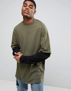 Oversize-лонгслив удлиненного кроя с двухслойными рукавами ASOS - Мульти