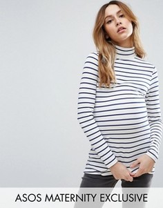 Топ в полоску с высоким воротом ASOS Maternity - Мульти