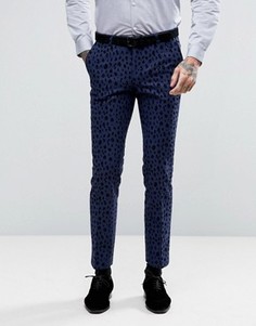 Супероблегающие брюки с леопардовым флоковым узором Noose &amp; Monkey - Синий