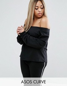 Топ для дома с открытыми плечами и необработанными краями ASOS CURVE - Черный