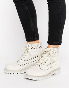 Ботинки на шнуровке с заклепками Cat Colorado - Белый
