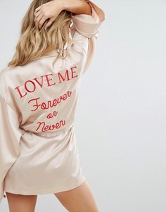 Халат с надписью Love Me Forever Or Never Missguided - Золотой