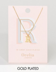 Позолоченное ожерелье с подвеской в виде буквы R Orelia - Золотой