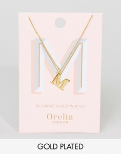 Позолоченное ожерелье с подвеской в виде буквы M Orelia - Золотой