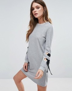 Трикотажное платье с люверсами Boohoo - Серый