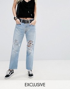 Рваные джинсы с искусственным жемчугом Reclaimed Vintage Levi - Синий