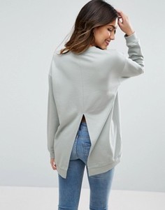 Длинный свитшот с разрезом сзади ASOS - Зеленый