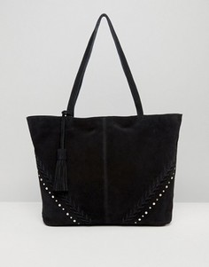 Замшевая сумка-шоппер с заклепками ASOS - Черный