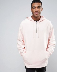 Удлиненный худи со змейками по бокам ASOS - Розовый