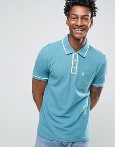 Футболка-поло слим с карманом и окантовкой Original Penguin - Синий