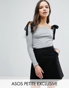 Топ с завязками на плечах ASOS PETITE - Серый