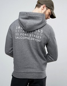 Худи темно-серого цвета с принтом на спине Jack Wills Batsford - Серый