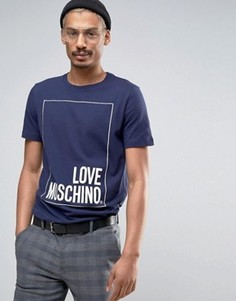 Футболка с прямоугольником и логотипом Love Moschino - Темно-синий