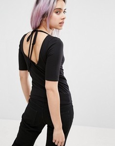 Топ с рукавами до локтя и завязкой на спине New Look - Черный