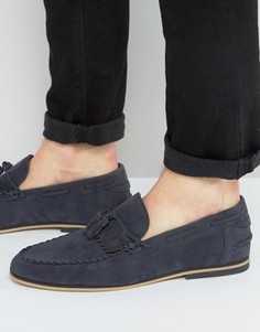 ASOS Tassel Loafers In Navy Faux Suede With Fringe - Темно-синий