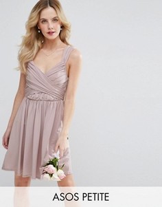 ASOS PETITE WEDDING Drape Front Mini Dress - Фиолетовый