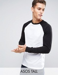 Лонгслив с контрастными рукавами реглан ASOS TALL - Белый