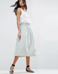 Юбка для выпускного из ткани с добавлением льна ASOS - Зеленый