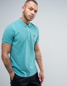 Зеленое меланжевое поло классического кроя из пике с логотипом-орлом Lyle &amp; Scott - Зеленый
