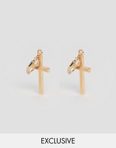 Серьги-кольца с крестиками Reclaimed Vintage - Золотой