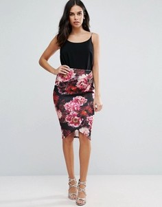 Jessica Wright Pencil Dress With Floral Skirt - Черный