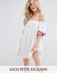 Сарафан с открытыми плечами и кисточками ASOS PETITE - Белый