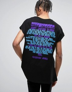 Oversize-футболка без рукавов с принтом True Identity на спине ASOS - Черный