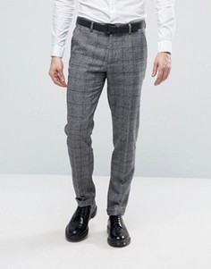 Серые клетчатые узкие брюки в строгом стиле ASOS - Серый