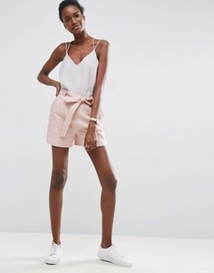 Льняные шорты с ремнем ASOS - Розовый