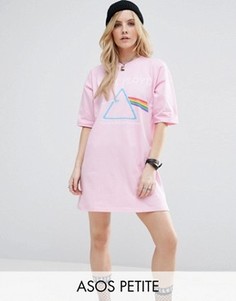 Розовое платье-футболка с принтом Pink Floyd ASOS PETITE - Розовый