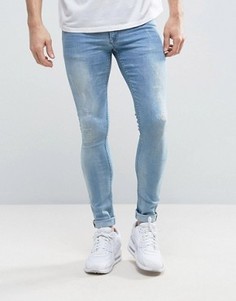 Светло-синие джинсы скинни с потертостями ASOS - Синий