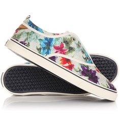 Кеды кроссовки низкие женские Wrangler Icon Board Canvas White Flowers