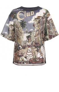 Льняная футболка свободного кроя с принтом Dolce &amp; Gabbana