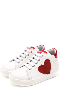 Кожаные кеды на шнуровке с принтом Falcotto