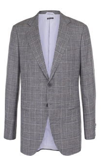 Однобортный пиджак из смеси шерсти и льна с шелком Giorgio Armani