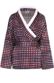 Хлопковая блуза-кимоно с контрастной отделкой и поясом Stella Jean