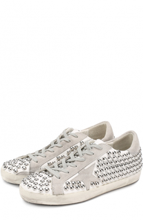 Кожаные кеды SuperStar с аппликацией и заклепками Golden Goose