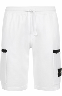Хлопковые шорты свободного кроя с накладными карманами Stone Island