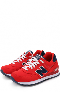 Текстильные кроссовки 574 с отделкой из натуральной кожи New Balance